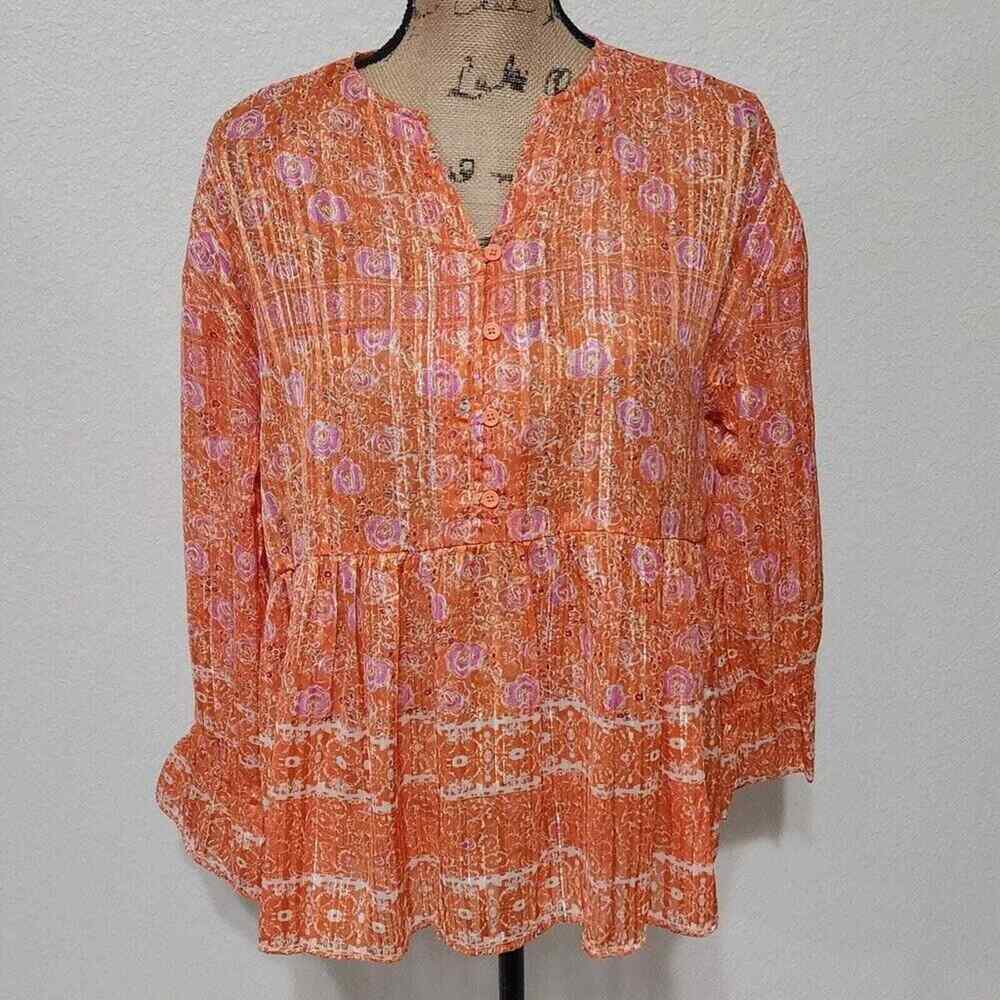 Anthropologie x RD & koko floral‎ peplum boho blouse size small new!!!